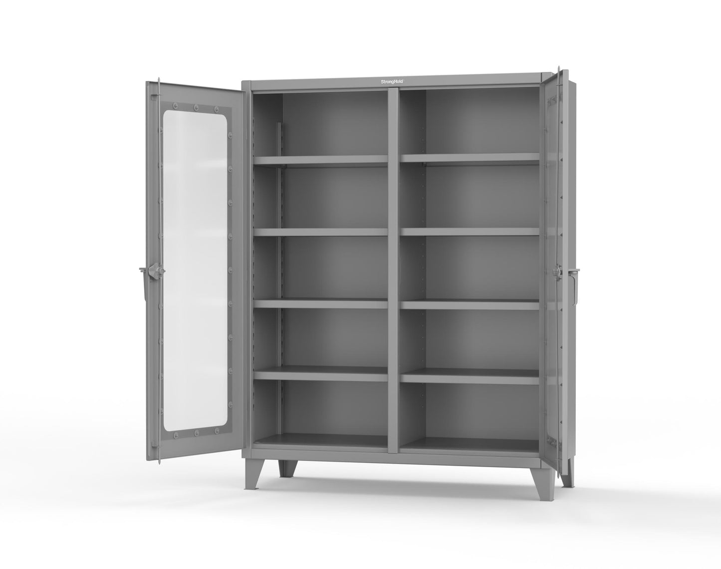 Extreme Duty 12 GA Clear View Double Shift Cabinet with 8 Shelves - 60 In. W x 24 In. D x 78 In. H - 56-DS-LD-248-7037
