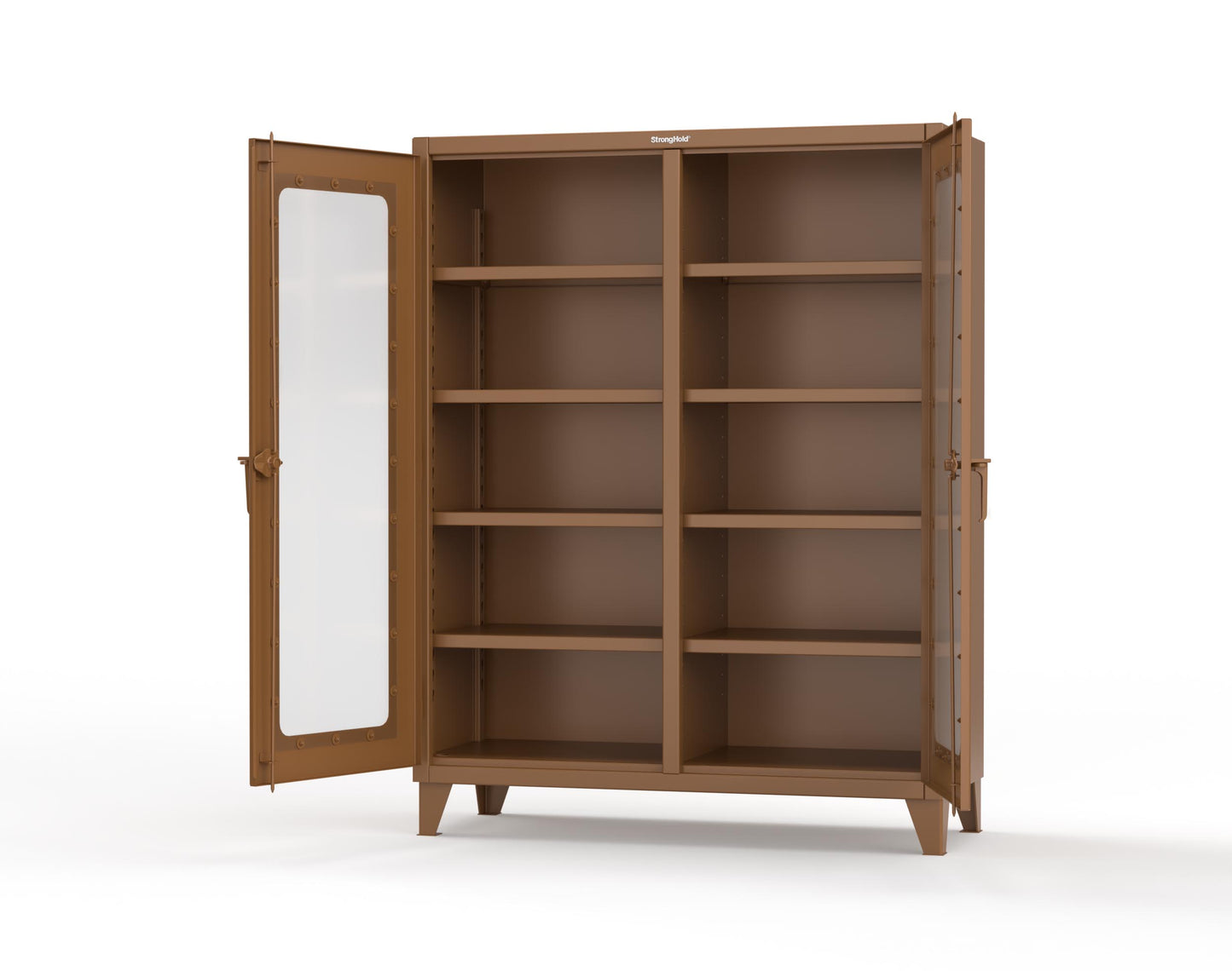 Extreme Duty 12 GA Clear View Double Shift Cabinet with 8 Shelves - 60 In. W x 24 In. D x 78 In. H - 56-DS-LD-248-8008