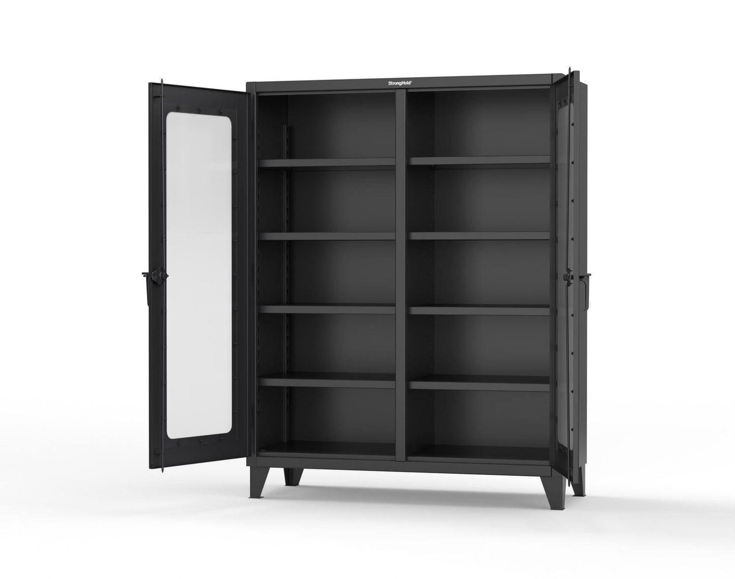 Extreme Duty 12 GA Clear View Double Shift Cabinet with 8 Shelves - 60 In. W x 24 In. D x 78 In. H - 56-DS-LD-248-9005