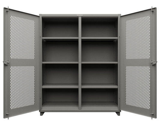Extra Heavy Duty 14 GA Double Shift Ventilated (Diamond) Cabinet with 6 Shelves - 60 In. W x 24 In. D x 75 In. H - 56-DS-V-246-L-7037