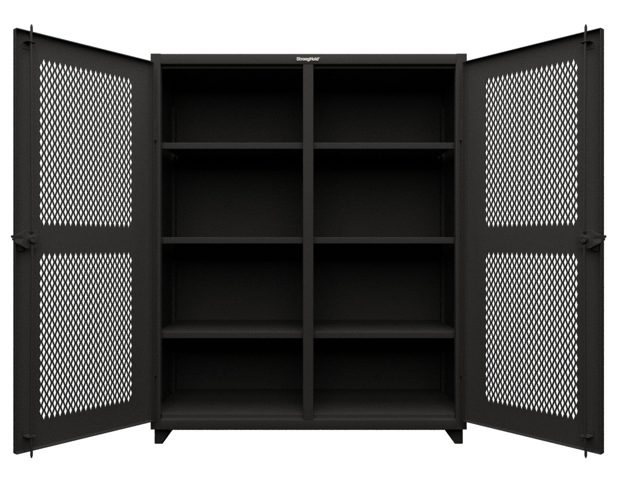Extra Heavy Duty 14 GA Double Shift Ventilated (Diamond) Cabinet with 6 Shelves - 60 In. W x 24 In. D x 75 In. H - 56-DS-V-246-L-9005