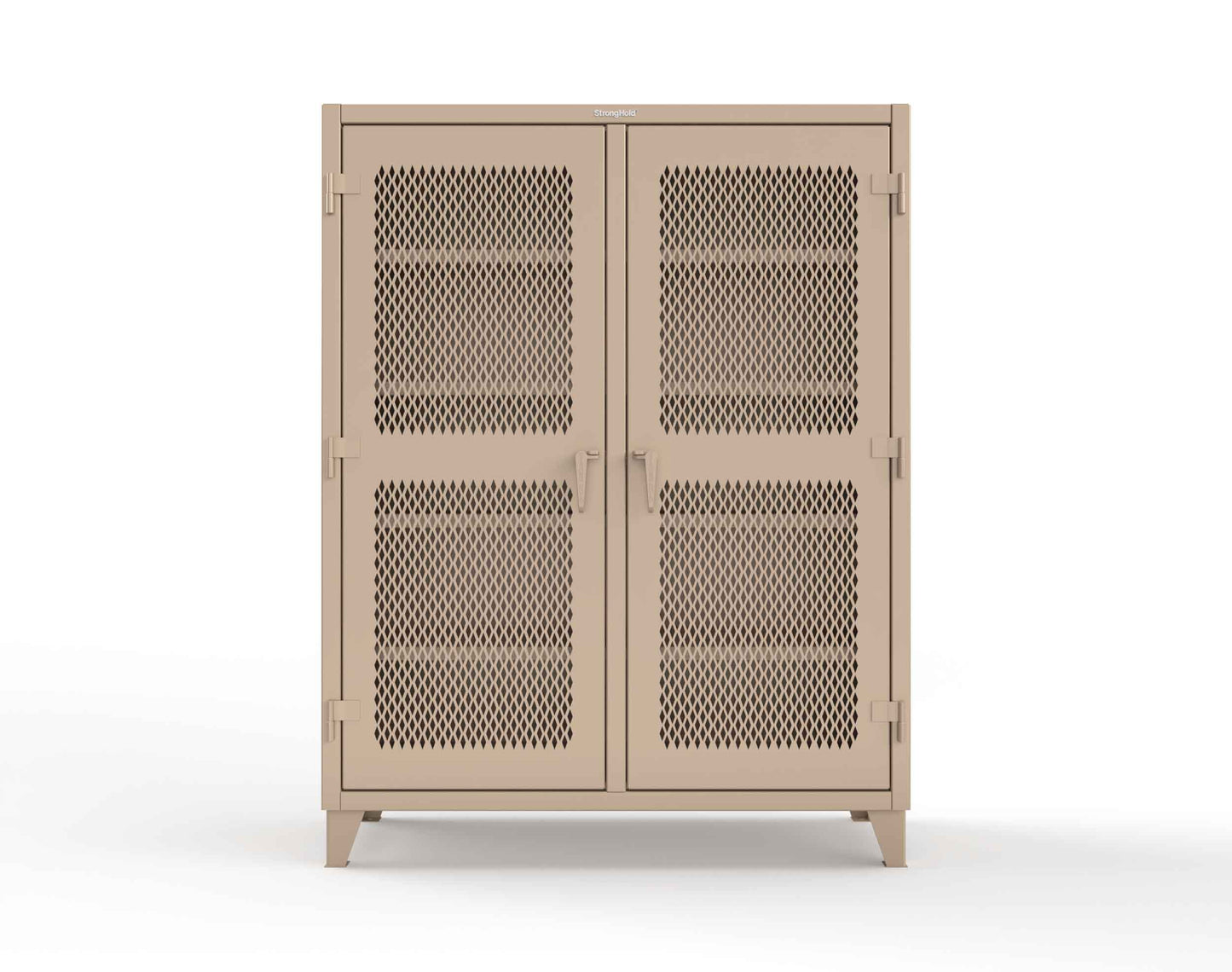 Extreme Duty 12 GA Ventilated (Diamond) Double Shift Cabinet with 8 Shelves - 60 In. W x 24 In. D x 78 In. H - 56-DS-V-248-1019