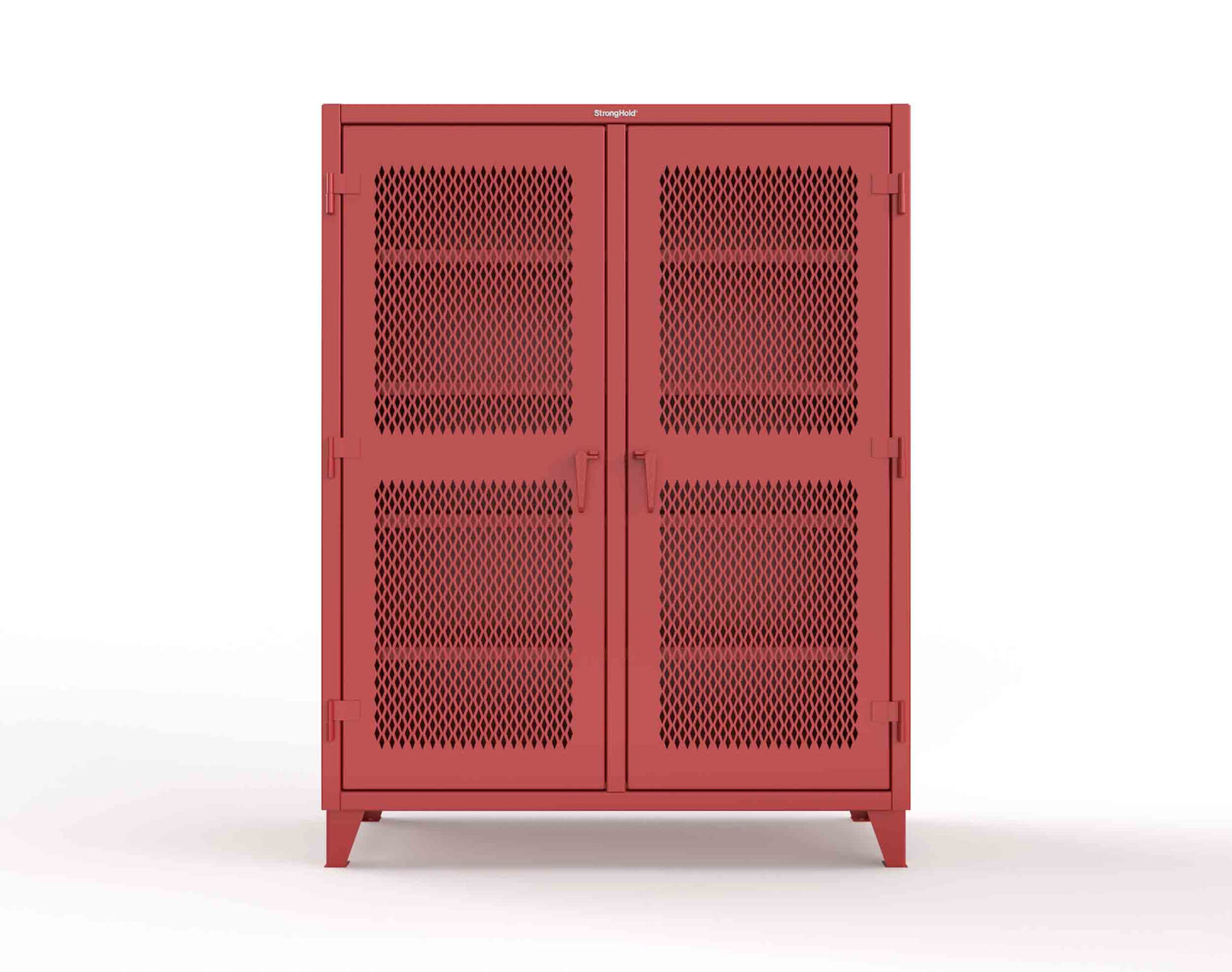 Extreme Duty 12 GA Ventilated (Diamond) Double Shift Cabinet with 8 Shelves - 60 In. W x 24 In. D x 78 In. H - 56-DS-V-248-3001