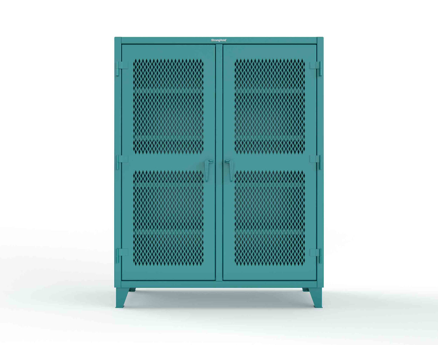 Extreme Duty 12 GA Ventilated (Diamond) Double Shift Cabinet with 8 Shelves - 60 In. W x 24 In. D x 78 In. H - 56-DS-V-248-5021