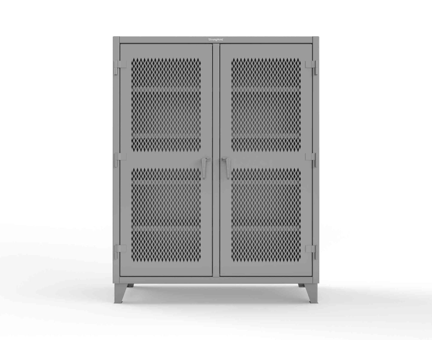Extreme Duty 12 GA Ventilated (Diamond) Double Shift Cabinet with 8 Shelves - 60 In. W x 24 In. D x 78 In. H - 56-DS-V-248-7037