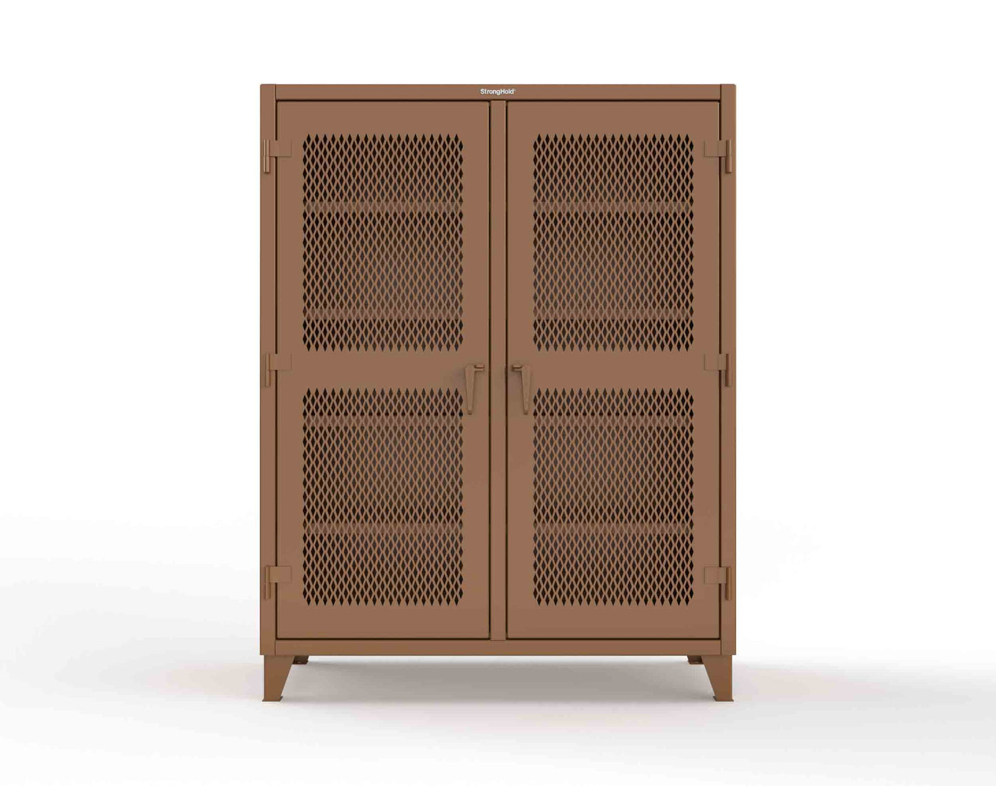 Extreme Duty 12 GA Ventilated (Diamond) Double Shift Cabinet with 8 Shelves - 60 In. W x 24 In. D x 78 In. H - 56-DS-V-248-8008