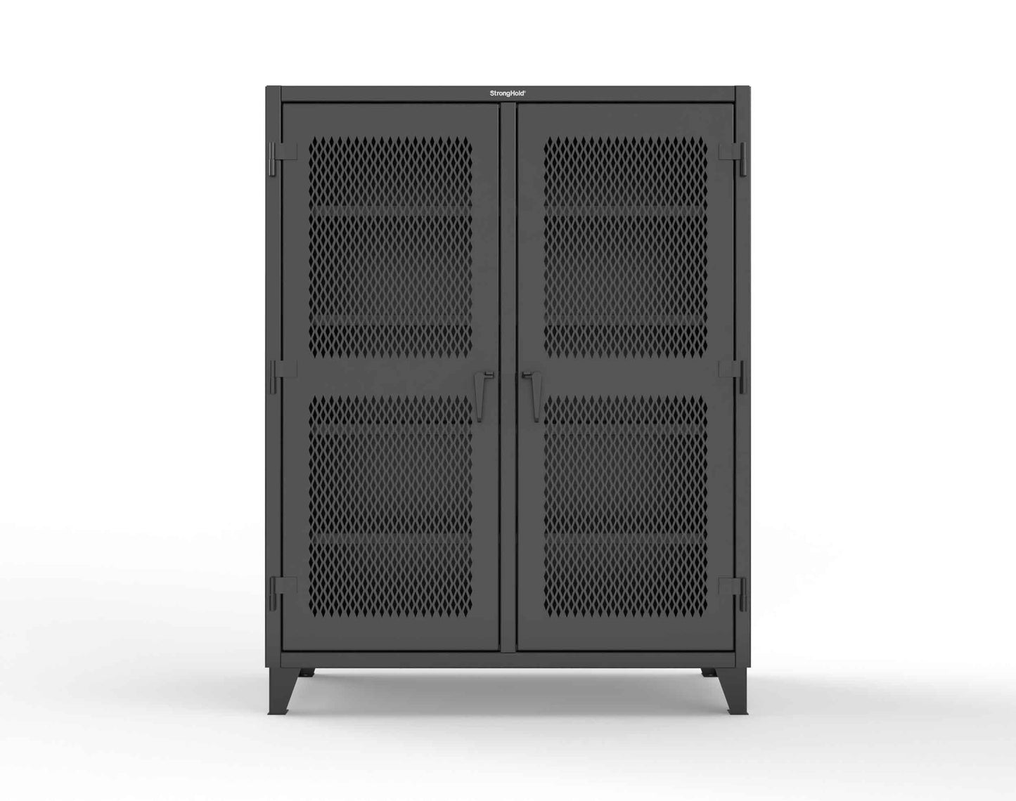 Extreme Duty 12 GA Ventilated (Diamond) Double Shift Cabinet with 8 Shelves - 60 In. W x 24 In. D x 78 In. H - 56-DS-V-248-9005