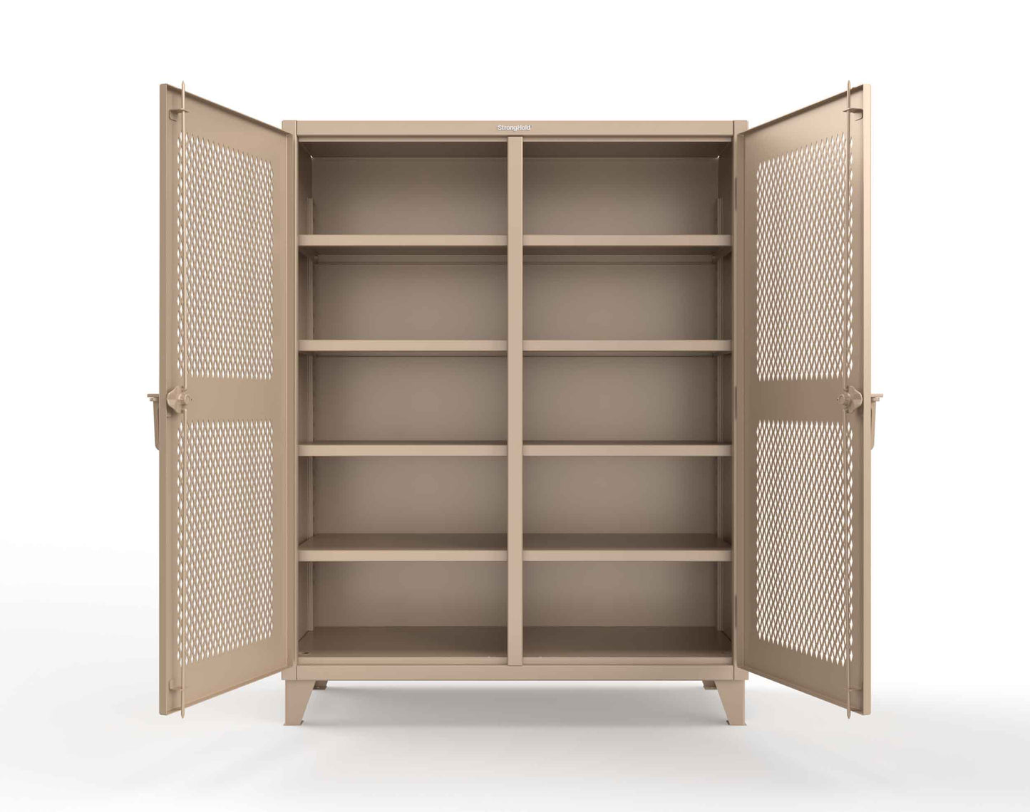 Extreme Duty 12 GA Ventilated (Diamond) Double Shift Cabinet with 8 Shelves - 60 In. W x 24 In. D x 78 In. H - 56-DS-V-248-1019