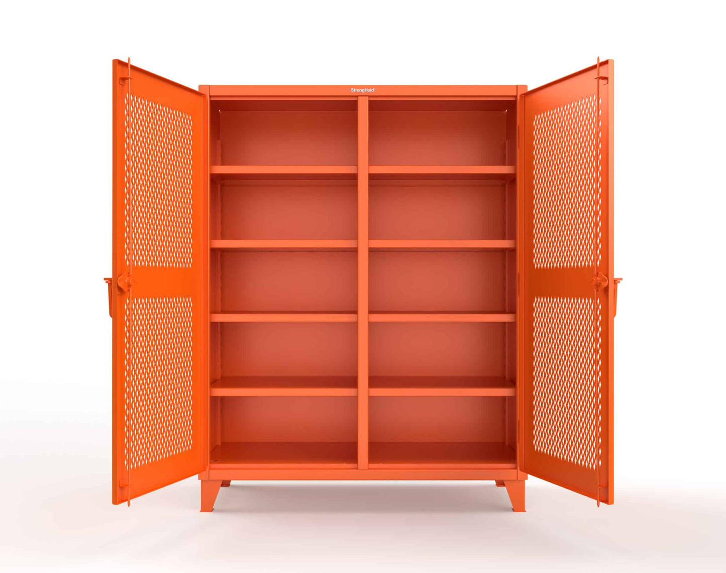 Extreme Duty 12 GA Ventilated (Diamond) Double Shift Cabinet with 8 Shelves - 60 In. W x 24 In. D x 78 In. H - 56-DS-V-248-2009