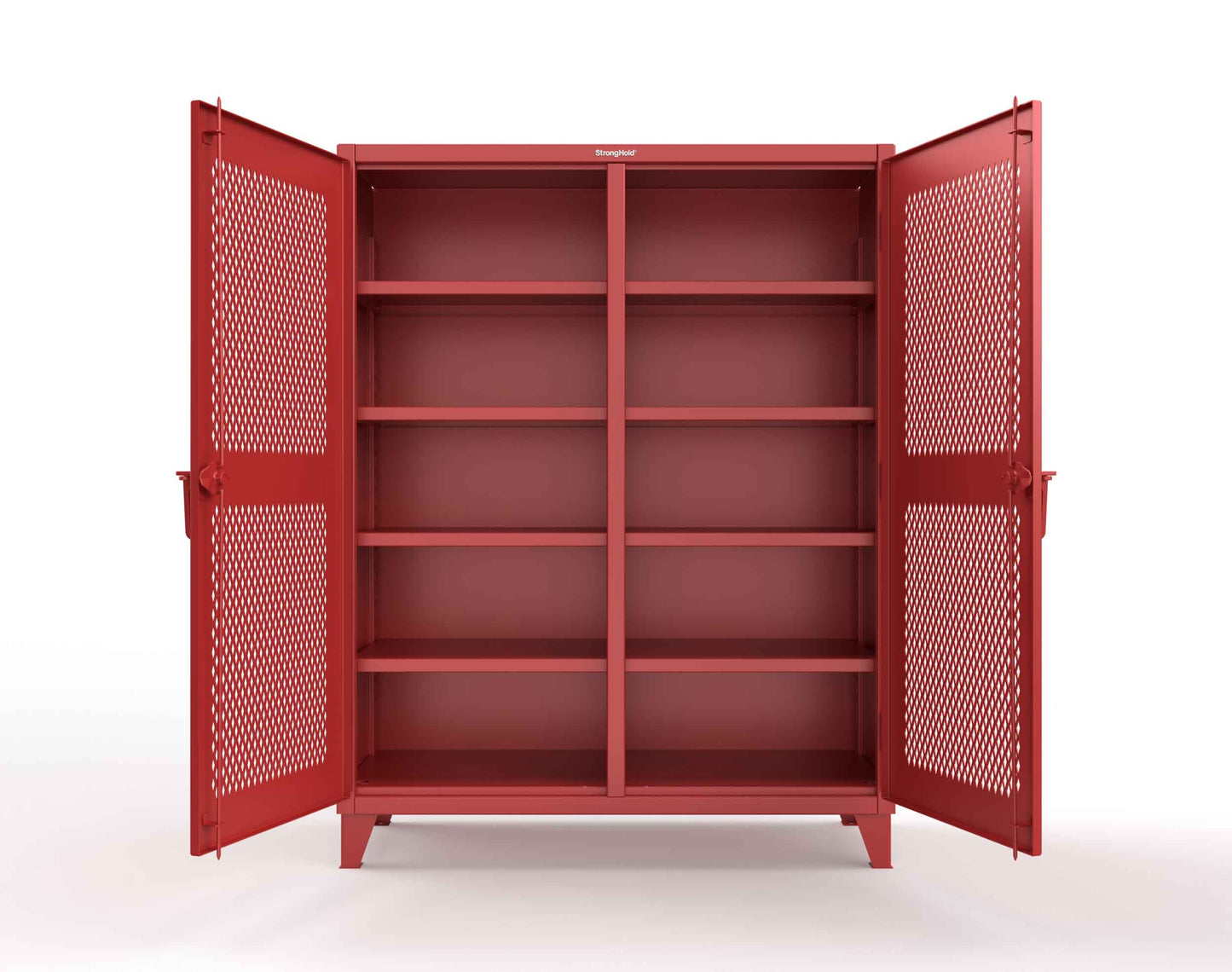 Extreme Duty 12 GA Ventilated (Diamond) Double Shift Cabinet with 8 Shelves - 60 In. W x 24 In. D x 78 In. H - 56-DS-V-248-3001