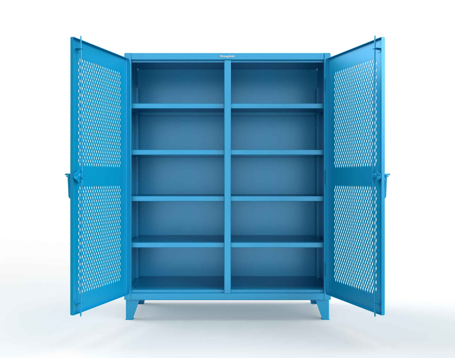 Extreme Duty 12 GA Ventilated (Diamond) Double Shift Cabinet with 8 Shelves - 60 In. W x 24 In. D x 78 In. H - 56-DS-V-248-5012