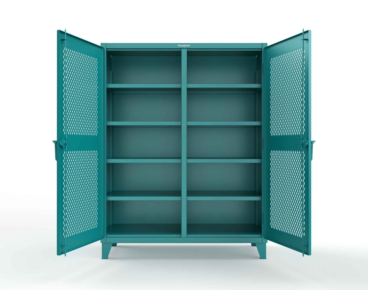 Extreme Duty 12 GA Ventilated (Diamond) Double Shift Cabinet with 8 Shelves - 60 In. W x 24 In. D x 78 In. H - 56-DS-V-248-5021