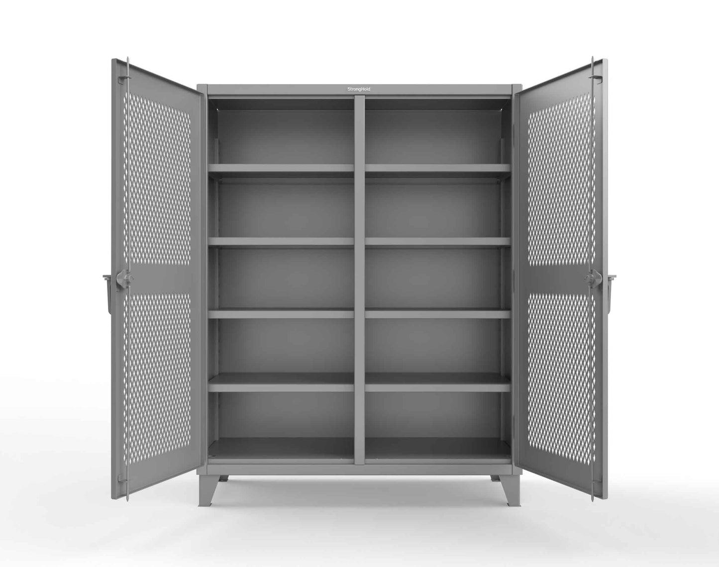 Extreme Duty 12 GA Ventilated (Diamond) Double Shift Cabinet with 8 Shelves - 60 In. W x 24 In. D x 78 In. H - 56-DS-V-248-7037