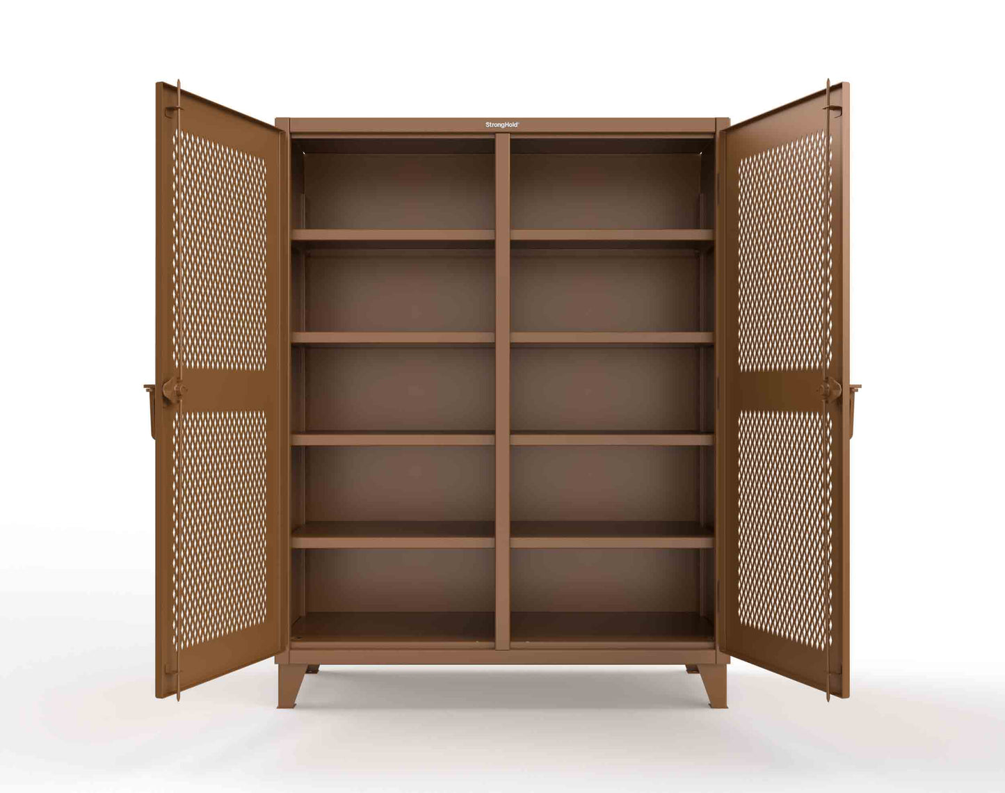 Extreme Duty 12 GA Ventilated (Diamond) Double Shift Cabinet with 8 Shelves - 60 In. W x 24 In. D x 78 In. H - 56-DS-V-248-8008