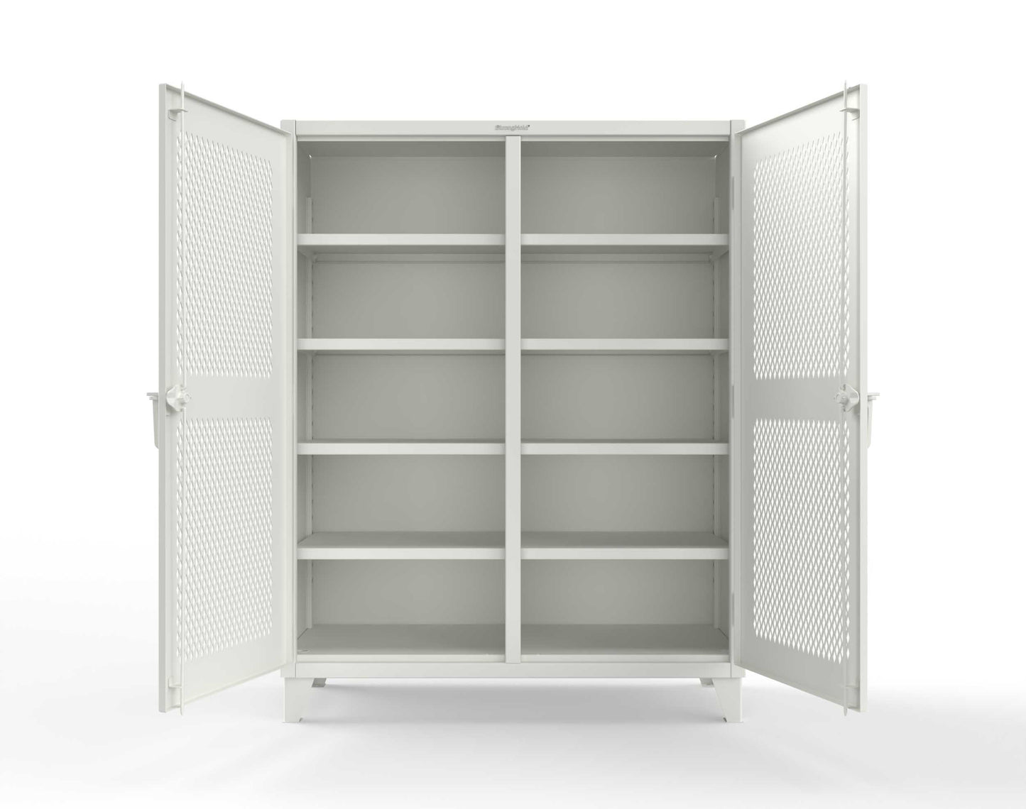 Extreme Duty 12 GA Ventilated (Diamond) Double Shift Cabinet with 8 Shelves - 60 In. W x 24 In. D x 78 In. H - 56-DS-V-248-9003