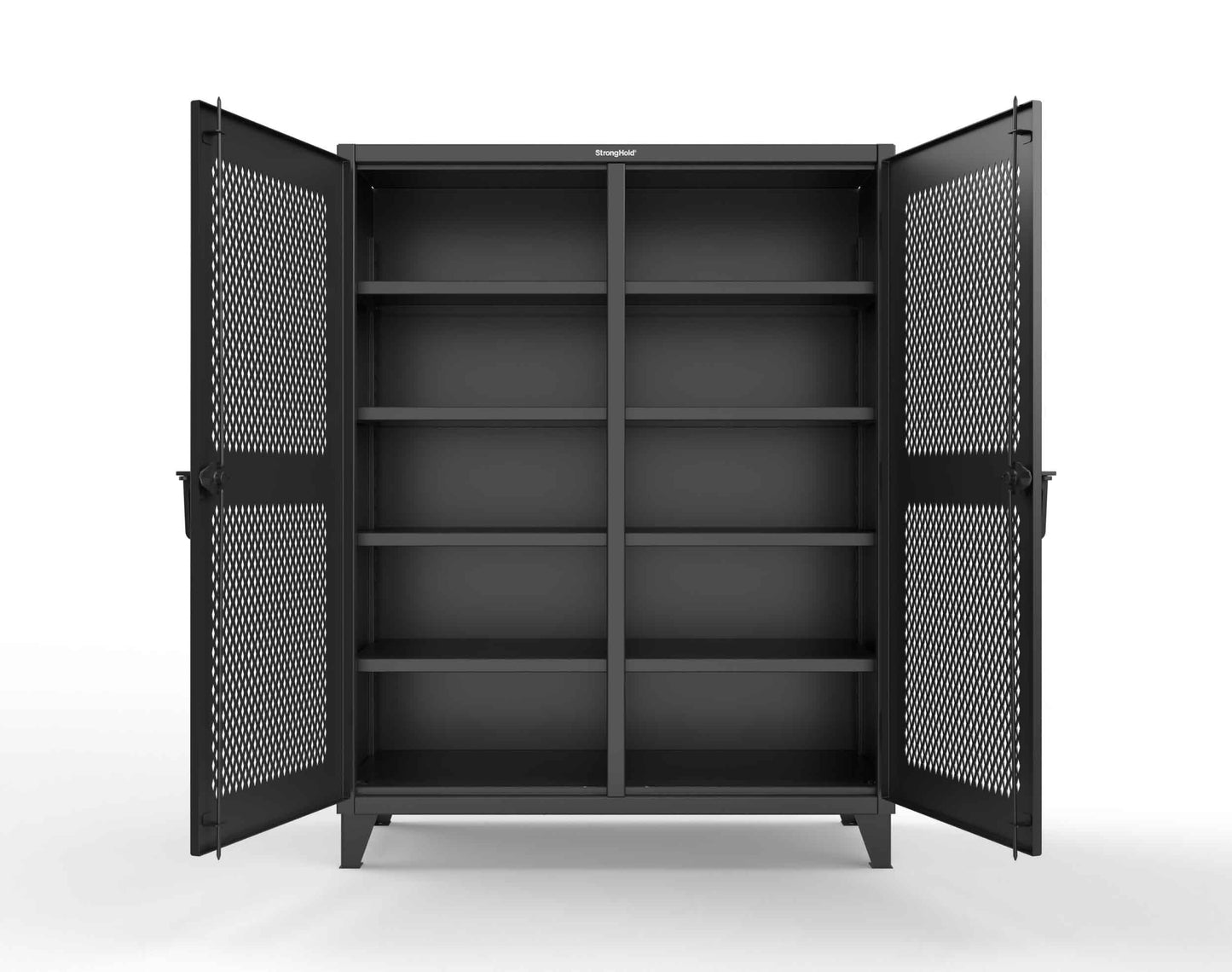 Extreme Duty 12 GA Ventilated (Diamond) Double Shift Cabinet with 8 Shelves - 60 In. W x 24 In. D x 78 In. H - 56-DS-V-248-9005