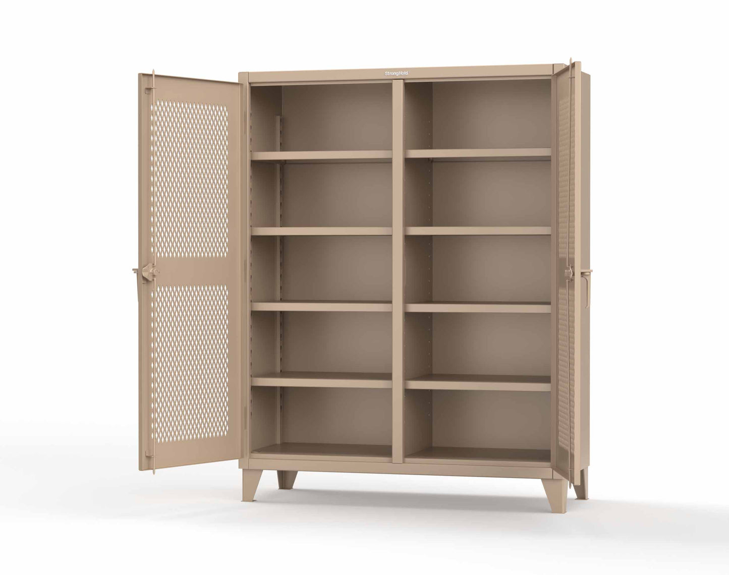 Extreme Duty 12 GA Ventilated (Diamond) Double Shift Cabinet with 8 Shelves - 60 In. W x 24 In. D x 78 In. H - 56-DS-V-248-1019