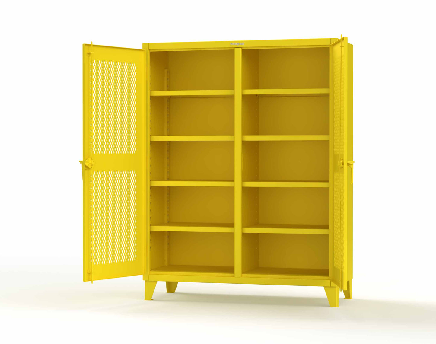 Extreme Duty 12 GA Ventilated (Diamond) Double Shift Cabinet with 8 Shelves - 60 In. W x 24 In. D x 78 In. H - 56-DS-V-248-1021