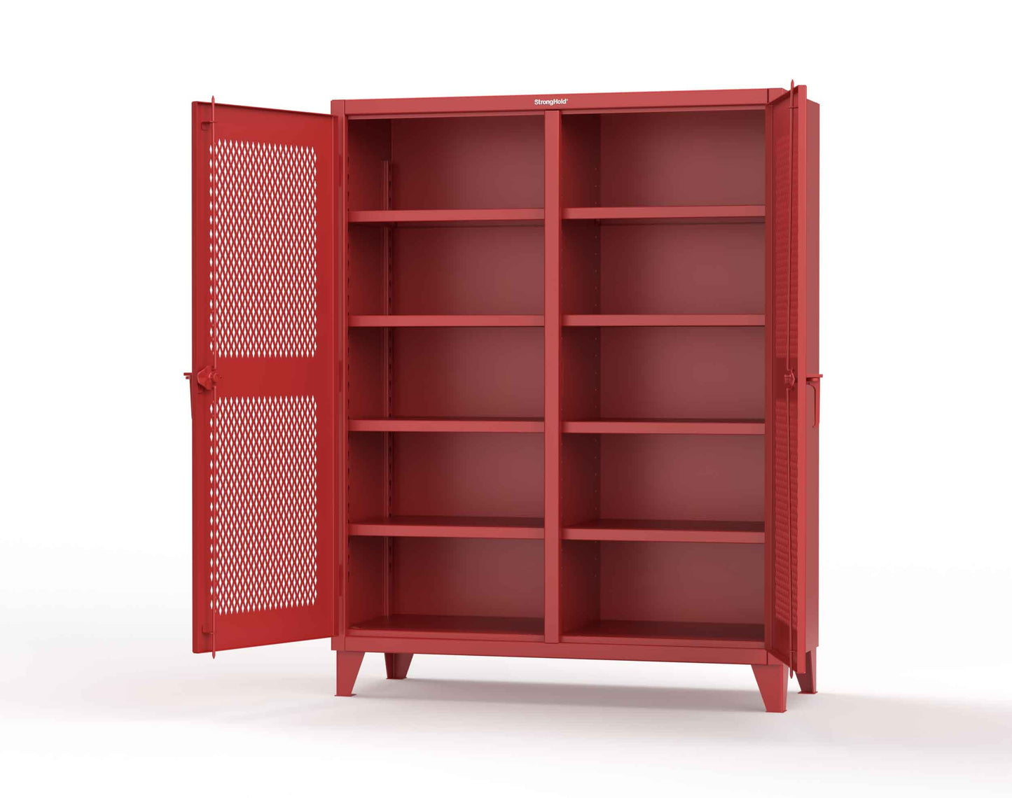 Extreme Duty 12 GA Ventilated (Diamond) Double Shift Cabinet with 8 Shelves - 60 In. W x 24 In. D x 78 In. H - 56-DS-V-248-3001