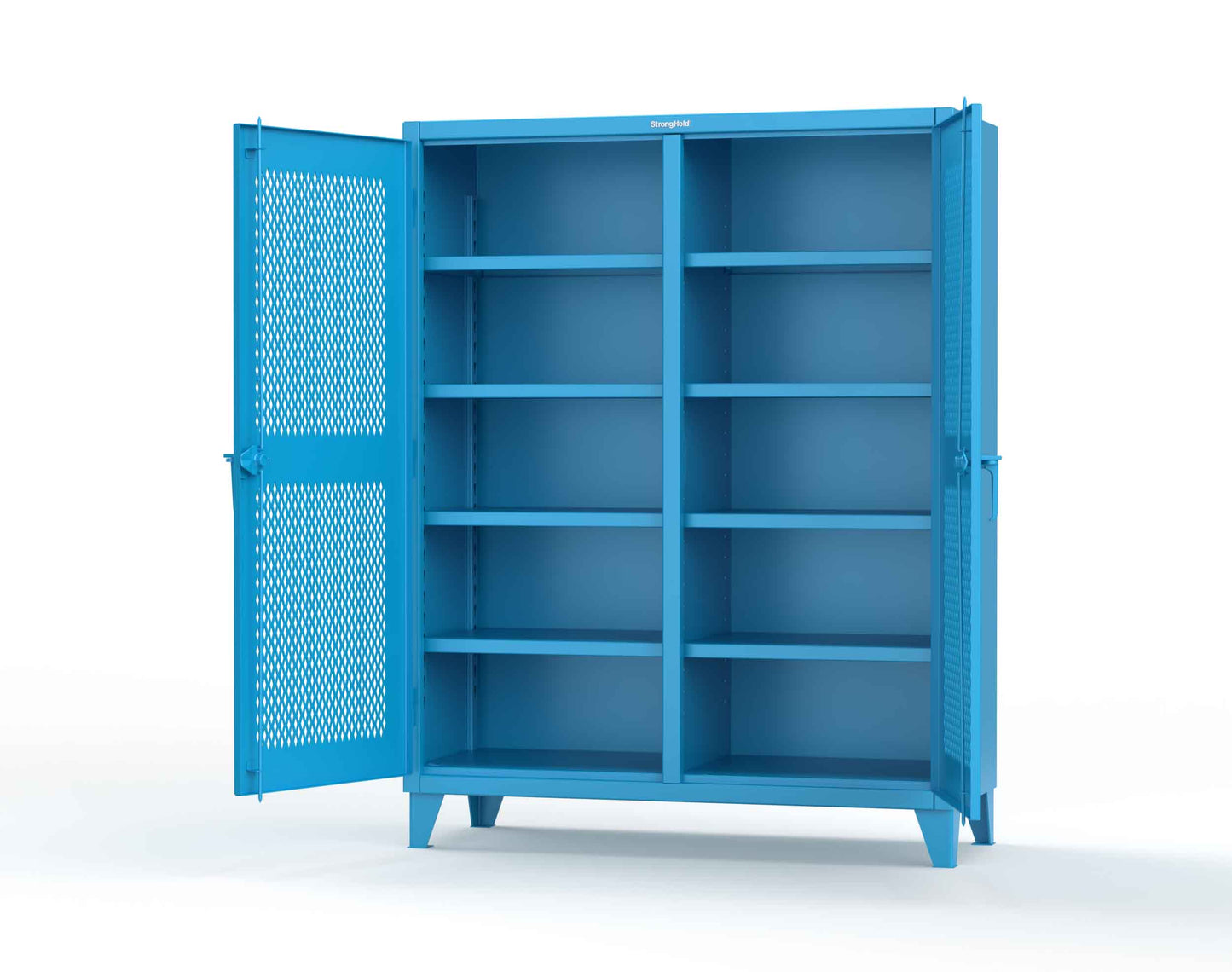 Extreme Duty 12 GA Ventilated (Diamond) Double Shift Cabinet with 8 Shelves - 60 In. W x 24 In. D x 78 In. H - 56-DS-V-248-5012