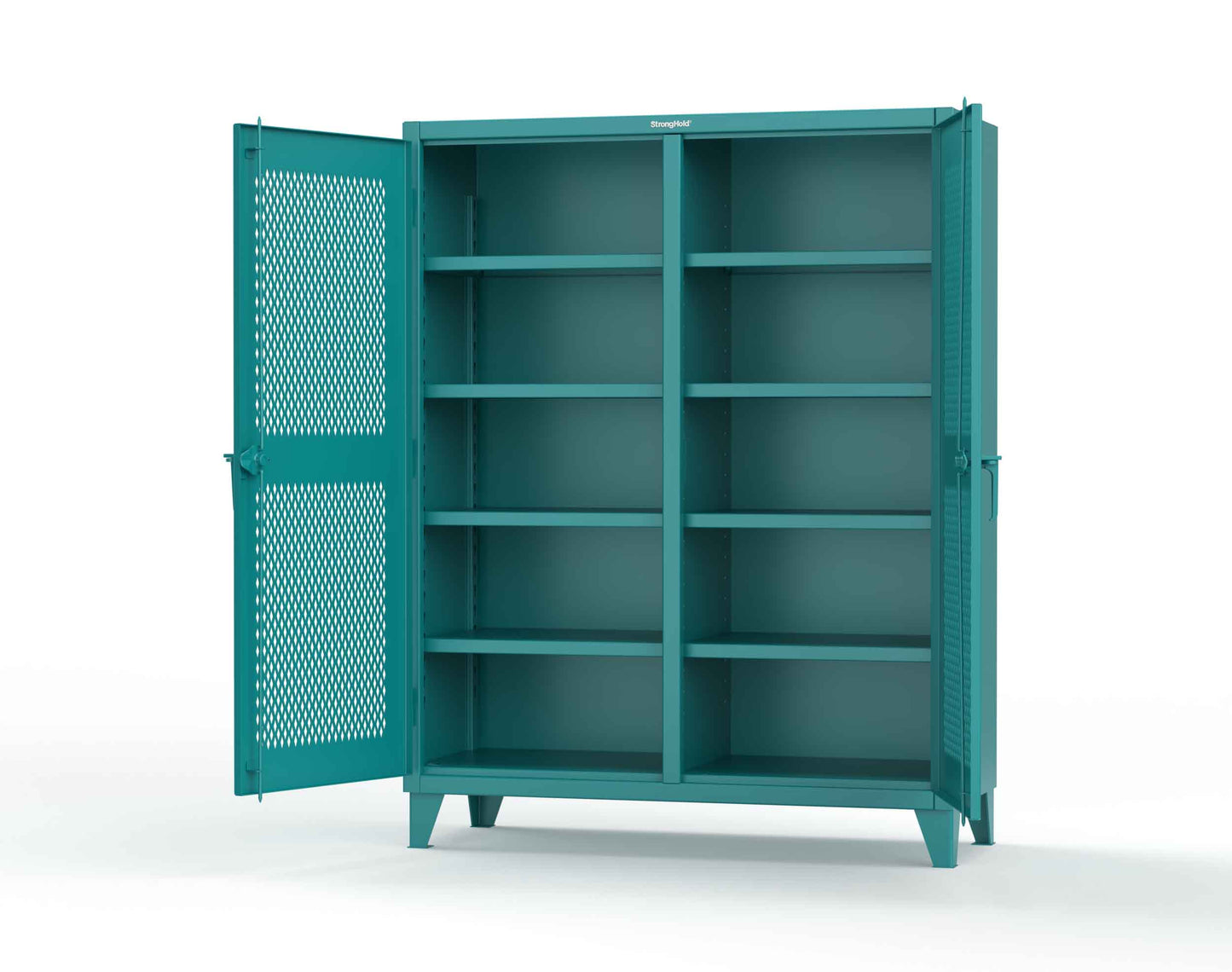 Extreme Duty 12 GA Ventilated (Diamond) Double Shift Cabinet with 8 Shelves - 60 In. W x 24 In. D x 78 In. H - 56-DS-V-248-5021