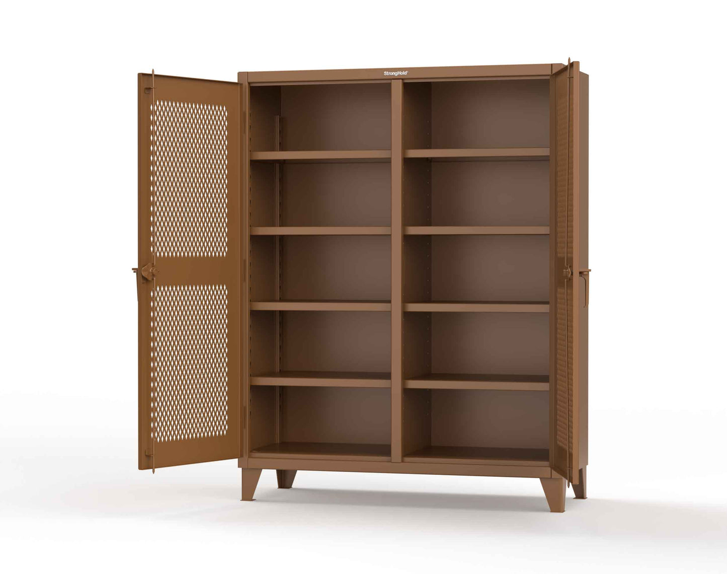 Extreme Duty 12 GA Ventilated (Diamond) Double Shift Cabinet with 8 Shelves - 60 In. W x 24 In. D x 78 In. H - 56-DS-V-248-8008