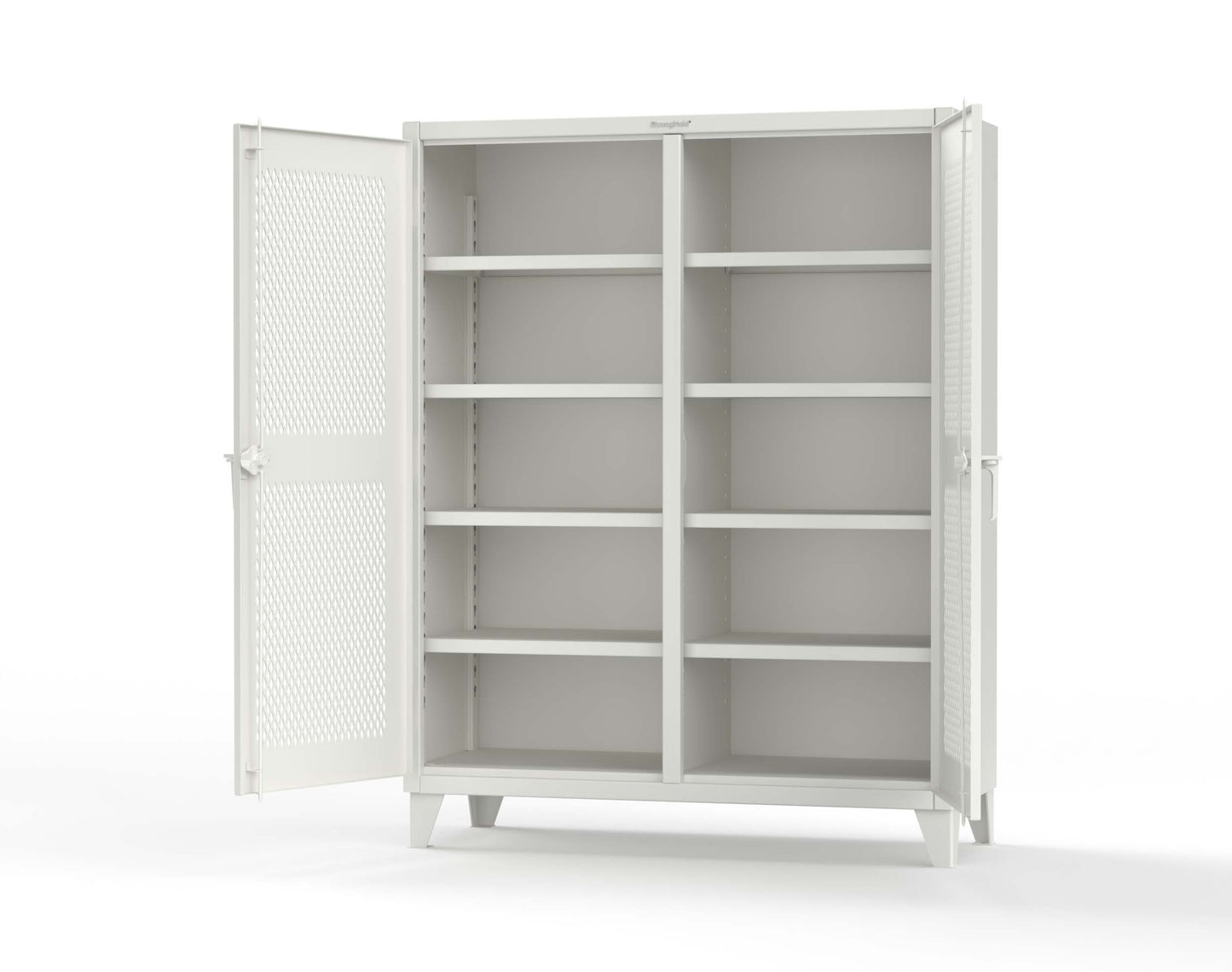 Extreme Duty 12 GA Ventilated (Diamond) Double Shift Cabinet with 8 Shelves - 60 In. W x 24 In. D x 78 In. H - 56-DS-V-248-9003