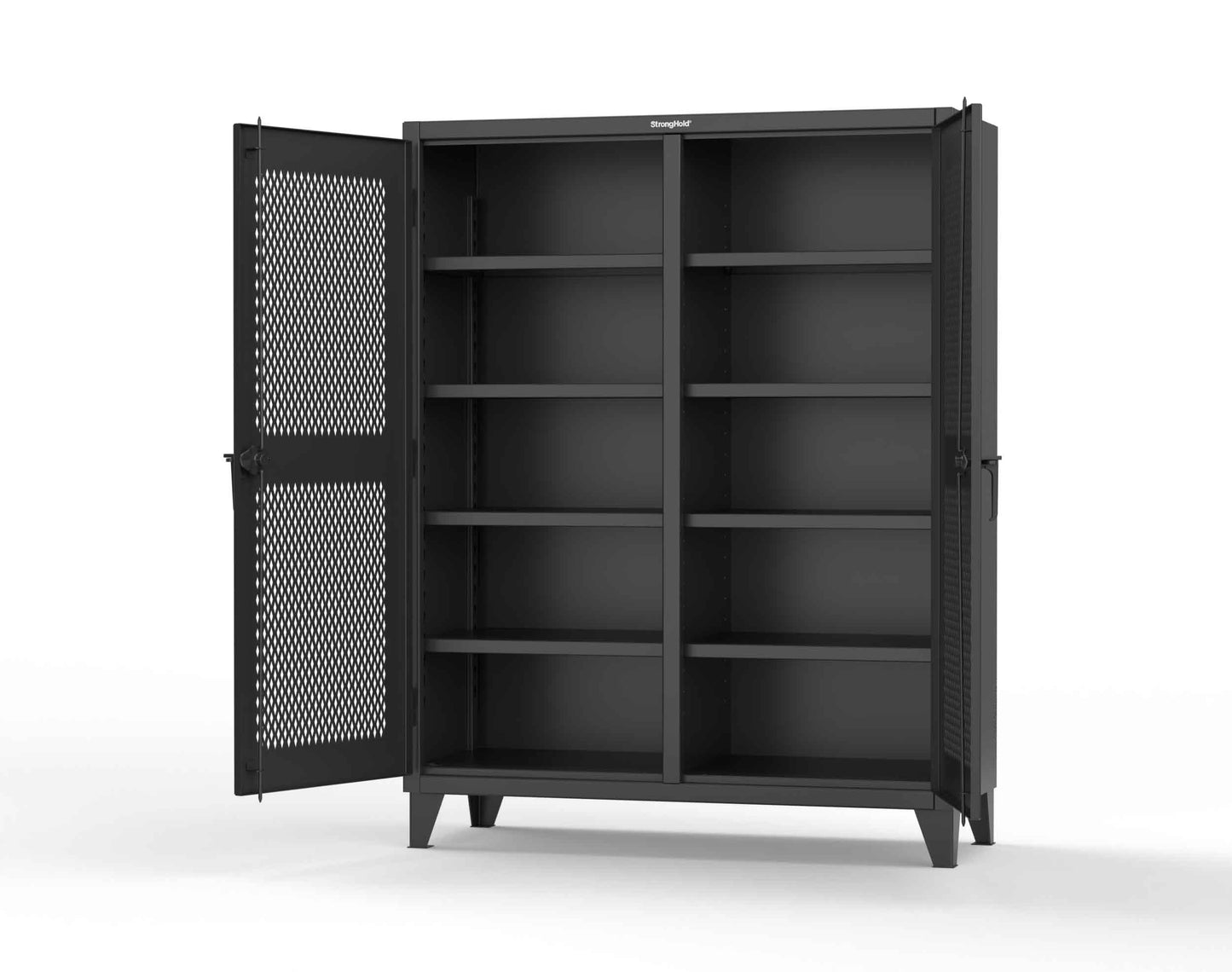 Extreme Duty 12 GA Ventilated (Diamond) Double Shift Cabinet with 8 Shelves - 60 In. W x 24 In. D x 78 In. H - 56-DS-V-248-9005