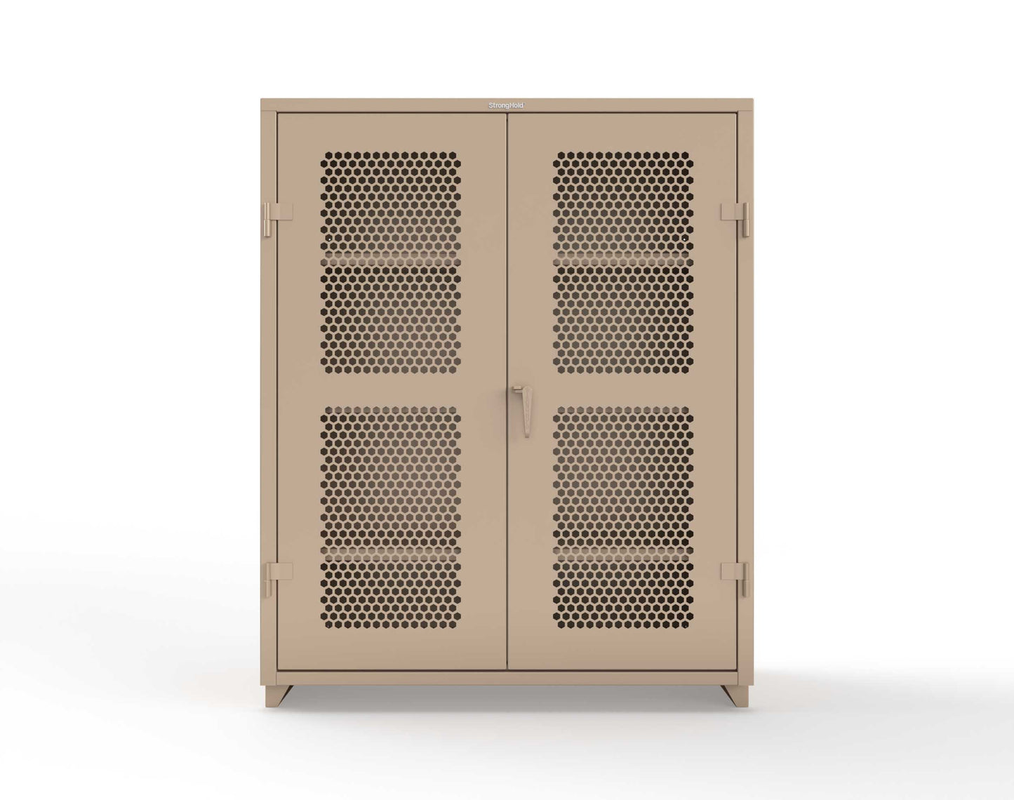 Extra Heavy Duty 14 GA Cabinet with Ventilated (Hex) Doors - 60 In. W x 24 In. D x 75 In. H - 56-H-243-L-1019
