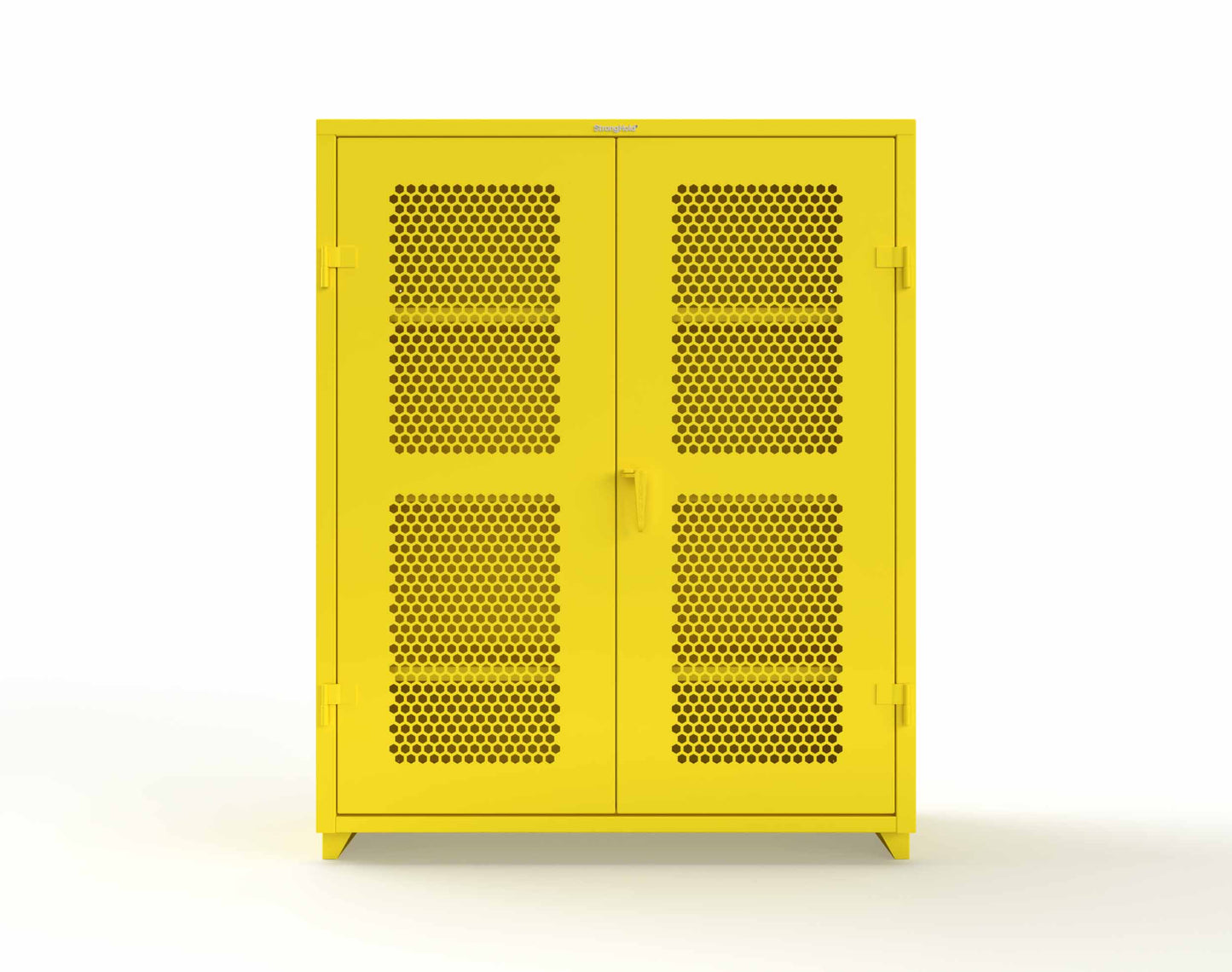 Extra Heavy Duty 14 GA Cabinet with Ventilated (Hex) Doors - 60 In. W x 24 In. D x 75 In. H - 56-H-243-L-1021