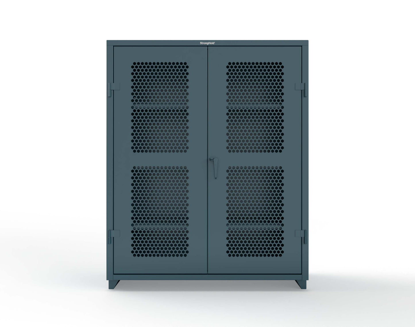 Extra Heavy Duty 14 GA Cabinet with Ventilated (Hex) Doors - 60 In. W x 24 In. D x 75 In. H - 56-H-243-L-5001