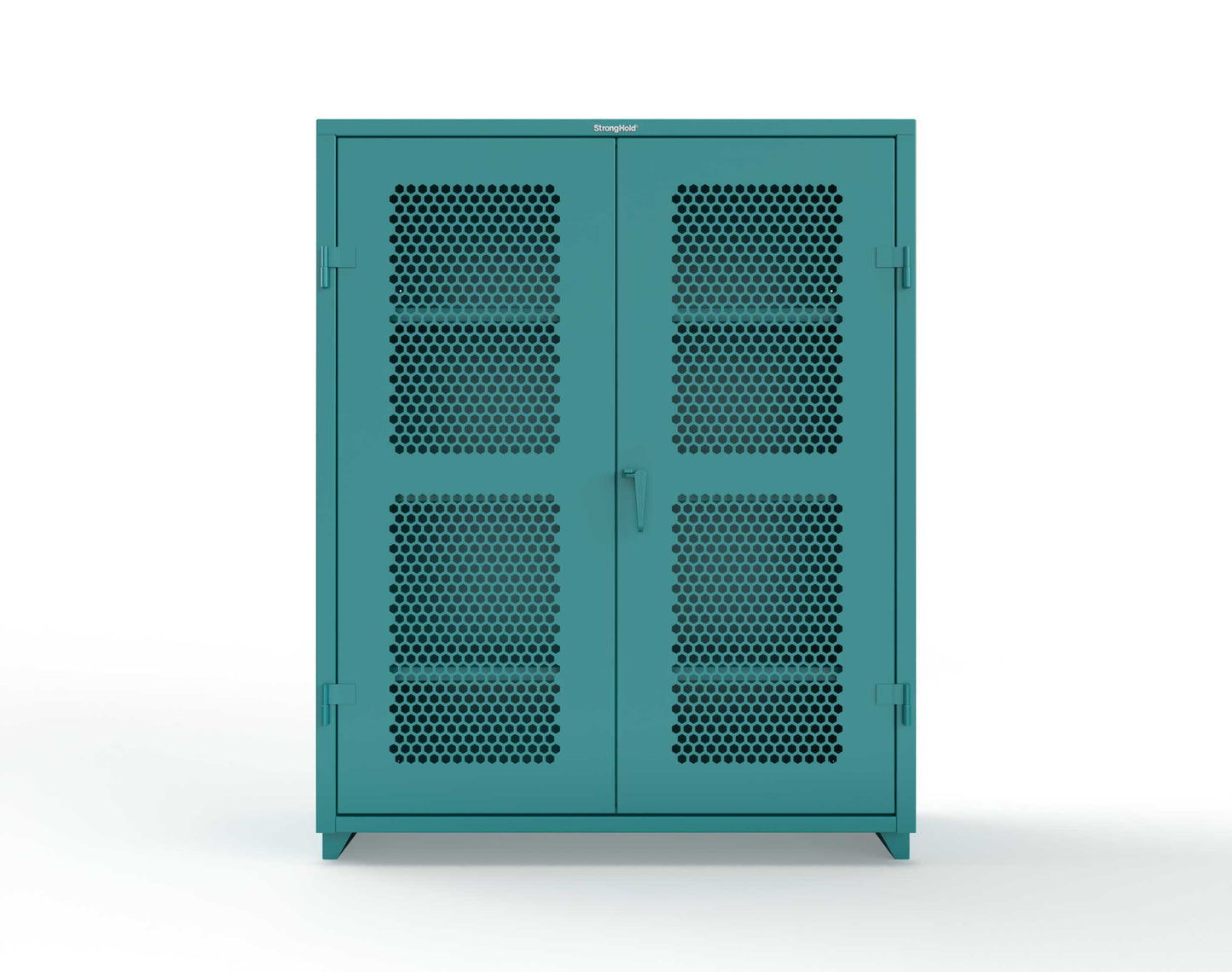 Extra Heavy Duty 14 GA Cabinet with Ventilated (Hex) Doors - 60 In. W x 24 In. D x 75 In. H - 56-H-243-L-5021