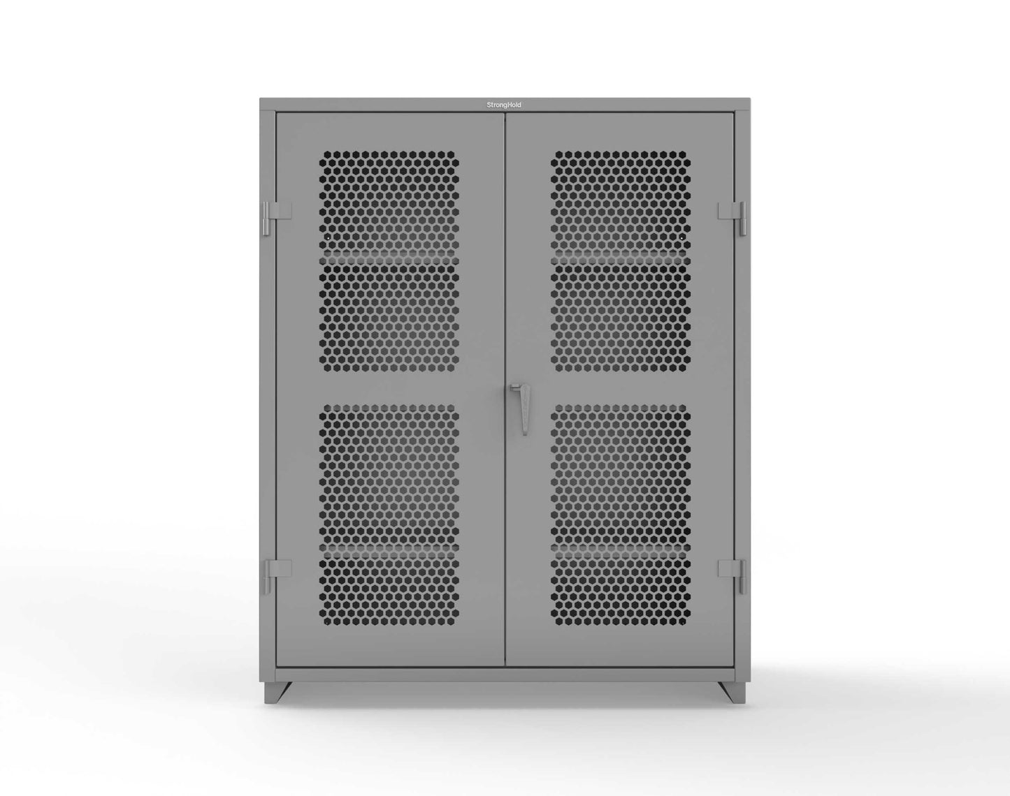 Extra Heavy Duty 14 GA Cabinet with Ventilated (Hex) Doors - 60 In. W x 24 In. D x 75 In. H - 56-H-243-L-7037