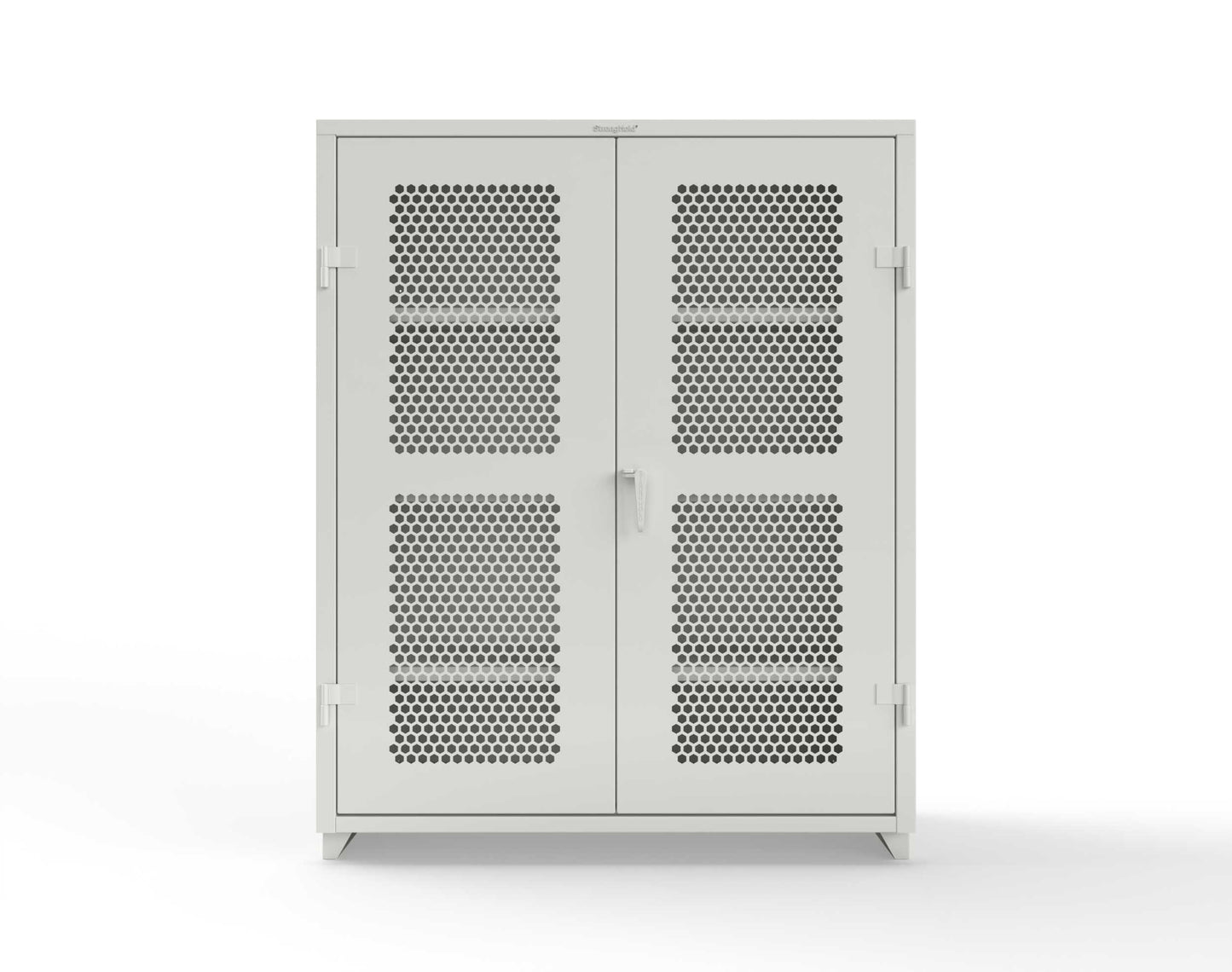 Extra Heavy Duty 14 GA Cabinet with Ventilated (Hex) Doors - 60 In. W x 24 In. D x 75 In. H - 56-H-243-L-9003