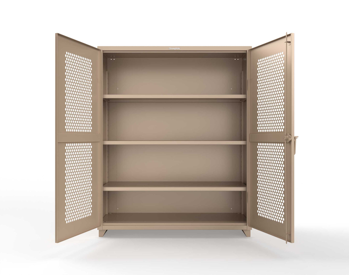 Extra Heavy Duty 14 GA Cabinet with Ventilated (Hex) Doors - 60 In. W x 24 In. D x 75 In. H - 56-H-243-L-1019