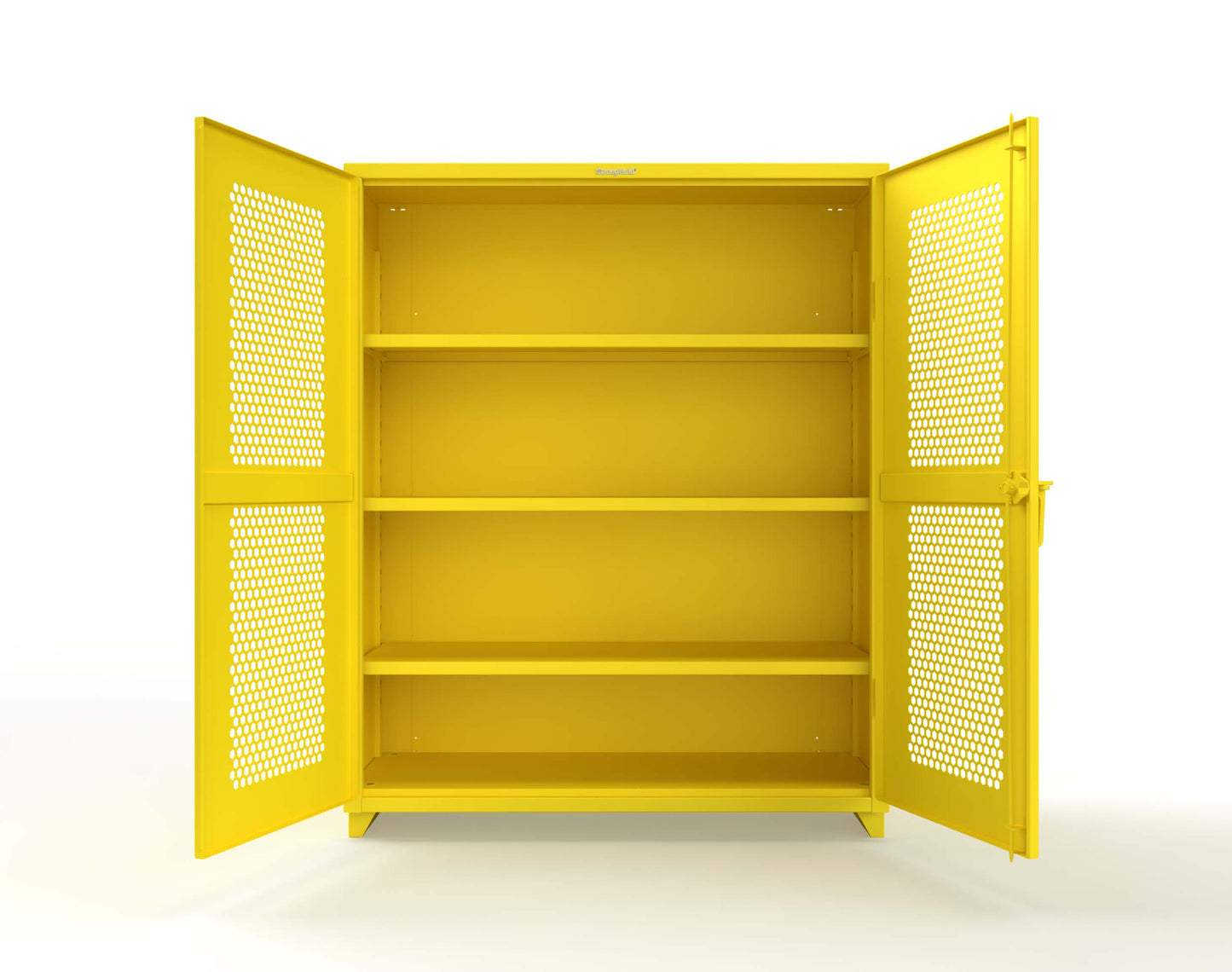 Extra Heavy Duty 14 GA Cabinet with Ventilated (Hex) Doors - 60 In. W x 24 In. D x 75 In. H - 56-H-243-L-1021