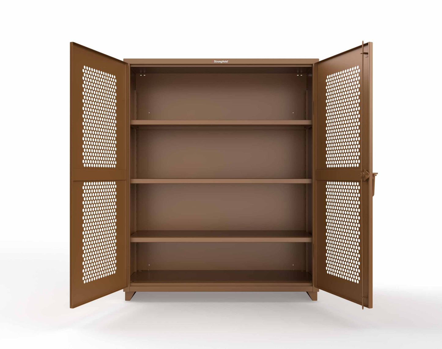 Extra Heavy Duty 14 GA Cabinet with Ventilated (Hex) Doors - 60 In. W x 24 In. D x 75 In. H - 56-H-243-L-8008