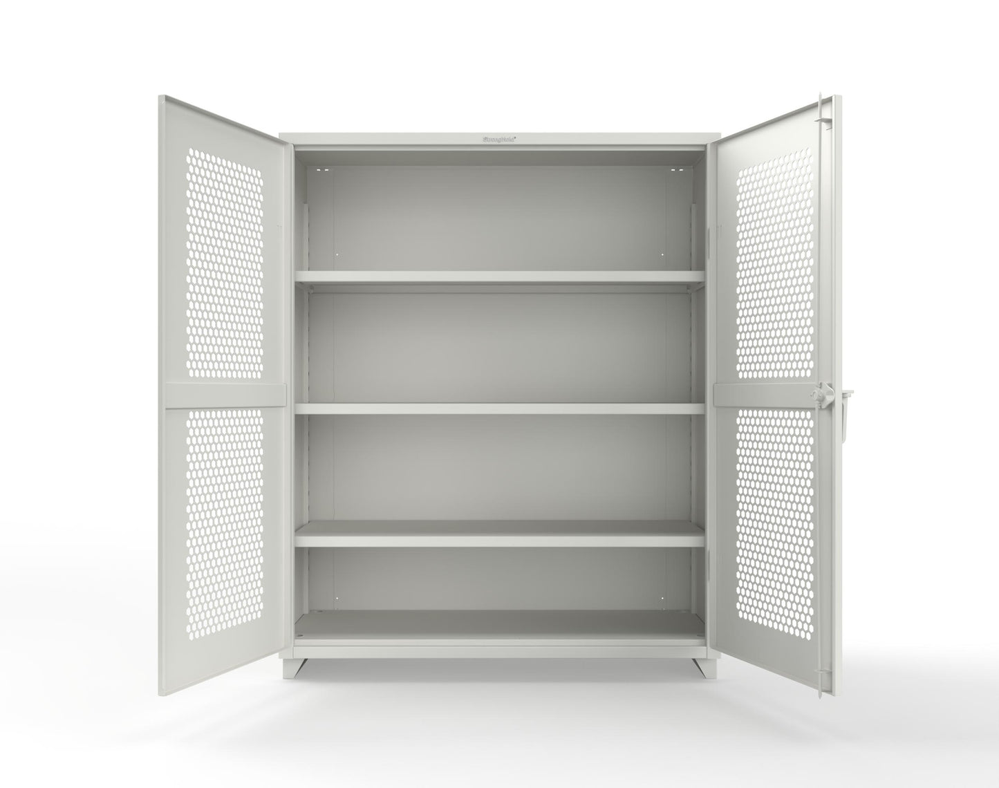 Extra Heavy Duty 14 GA Cabinet with Ventilated (Hex) Doors - 60 In. W x 24 In. D x 75 In. H - 56-H-243-L-9003