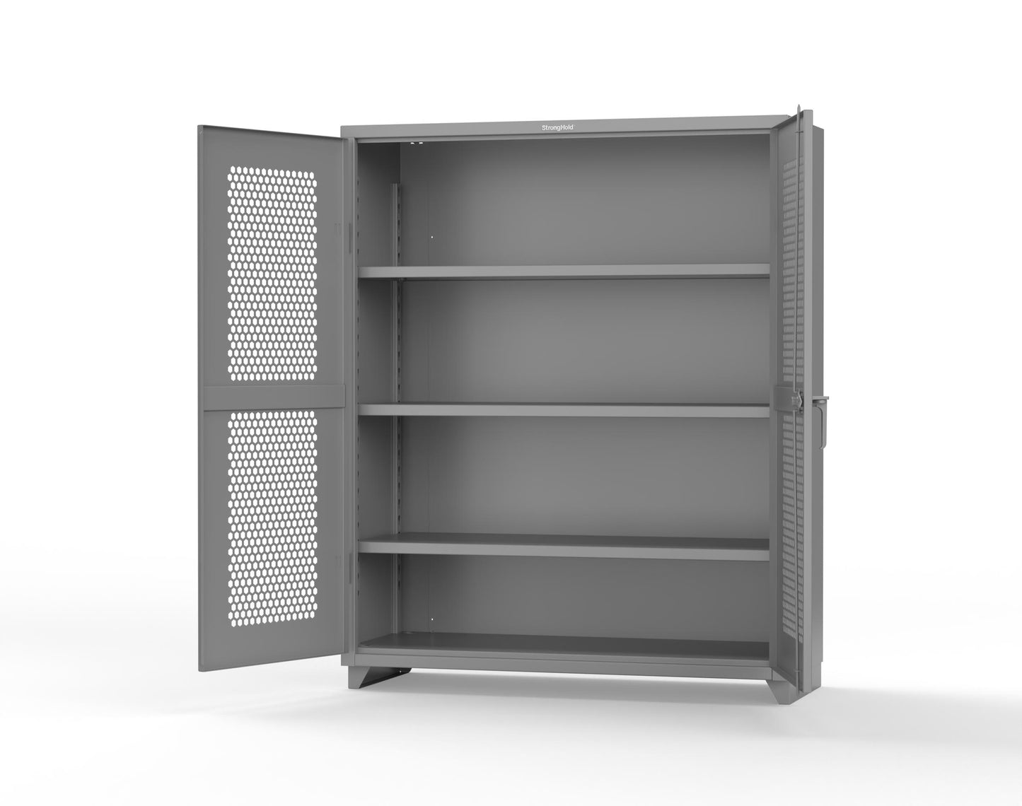 Extra Heavy Duty 14 GA Cabinet with Ventilated (Hex) Doors - 60 In. W x 24 In. D x 75 In. H - 56-H-243-L-7037