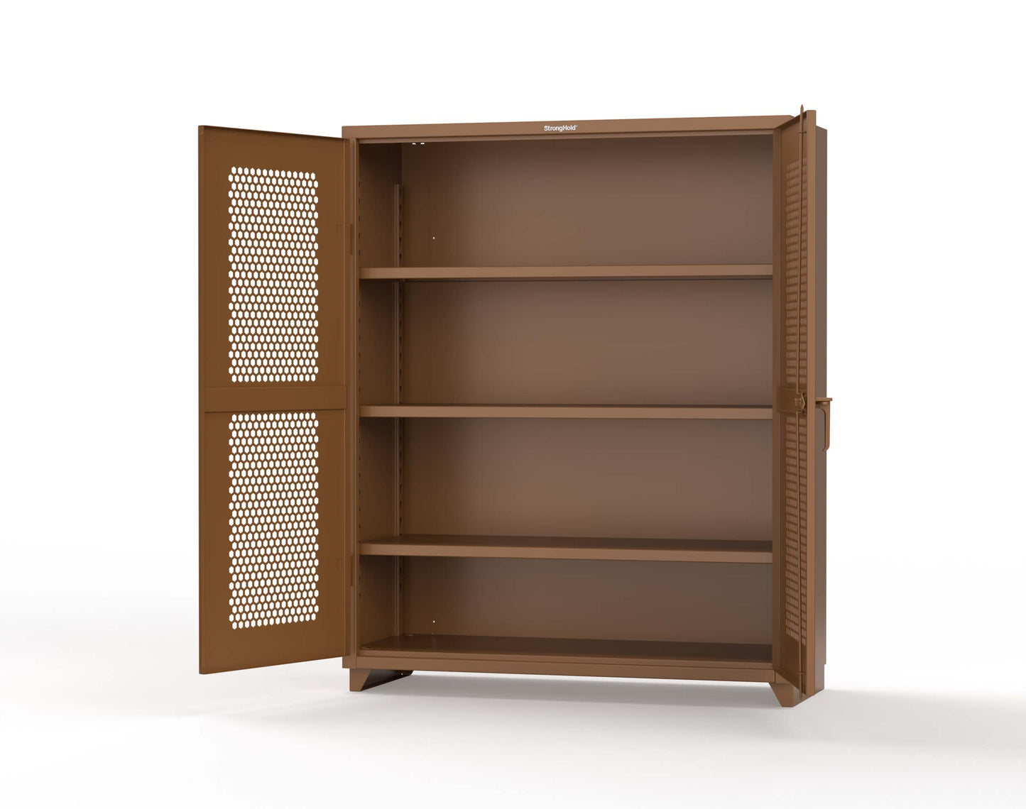 Extra Heavy Duty 14 GA Cabinet with Ventilated (Hex) Doors - 60 In. W x 24 In. D x 75 In. H - 56-H-243-L-8008