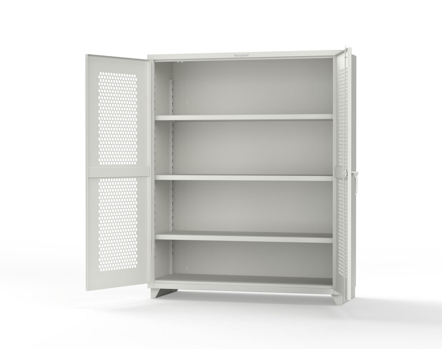 Extra Heavy Duty 14 GA Cabinet with Ventilated (Hex) Doors - 60 In. W x 24 In. D x 75 In. H - 56-H-243-L-9003