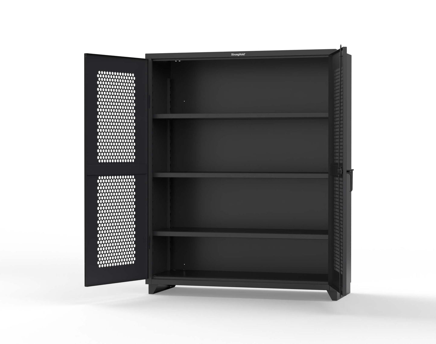 Extra Heavy Duty 14 GA Cabinet with Ventilated (Hex) Doors - 60 In. W x 24 In. D x 75 In. H - 56-H-243-L-9005
