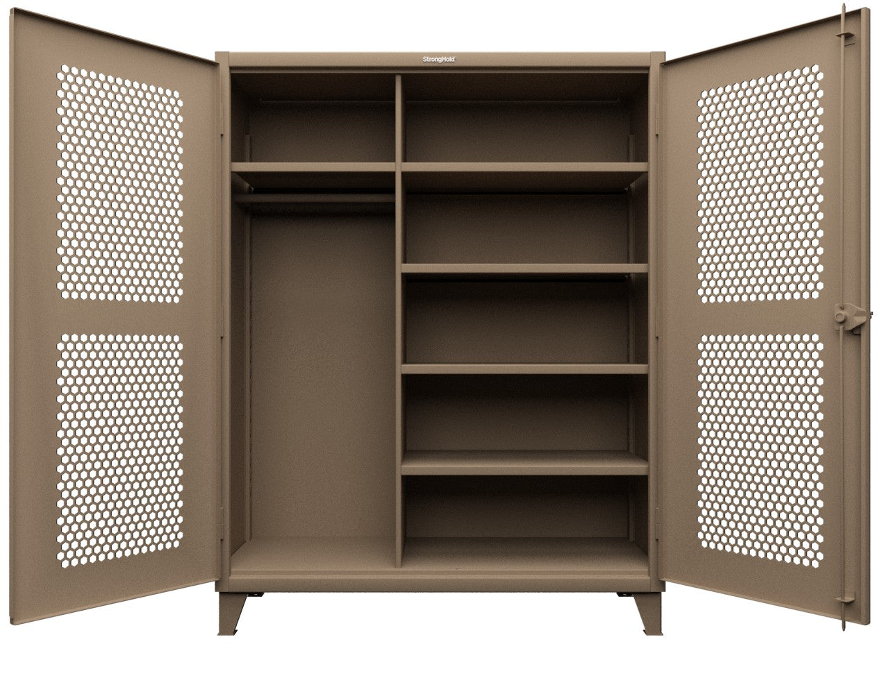 Extreme Duty 12 GA Ventilated (Hex) Uniform Cabinet with 5 Shelves - 60 In. W x 24 In. D x 66 In. H - 56-H-W-245-1019