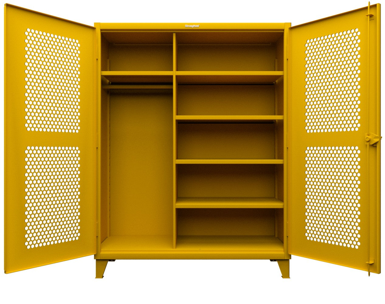 Extreme Duty 12 GA Ventilated (Hex) Uniform Cabinet with 5 Shelves - 60 In. W x 24 In. D x 66 In. H - 56-H-W-245-1021