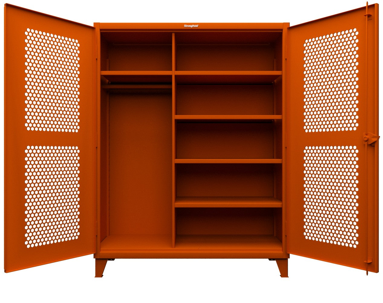 Extreme Duty 12 GA Ventilated (Hex) Uniform Cabinet with 5 Shelves - 60 In. W x 24 In. D x 66 In. H - 56-H-W-245-2009