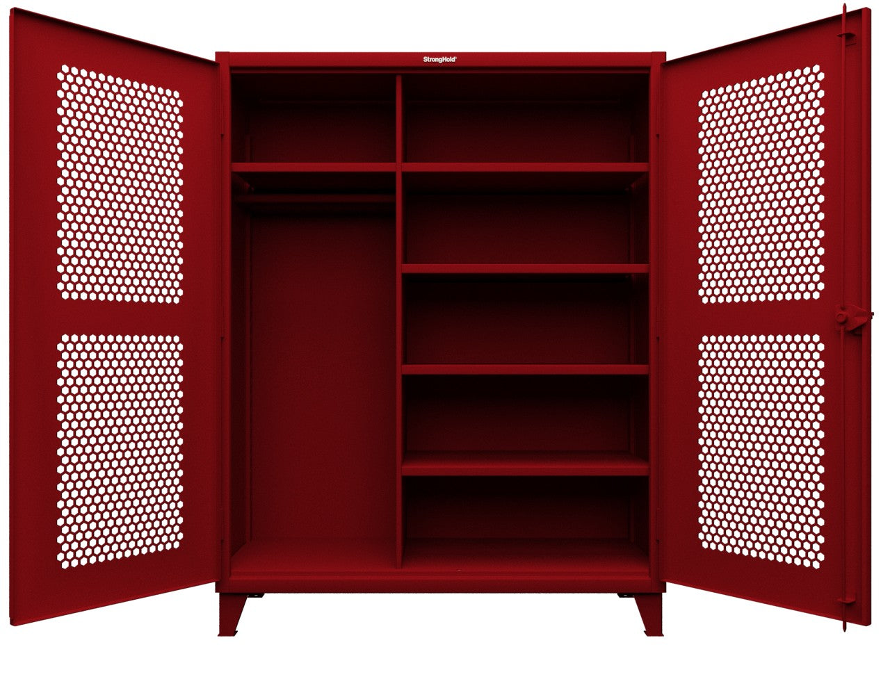 Extreme Duty 12 GA Ventilated (Hex) Uniform Cabinet with 5 Shelves - 60 In. W x 24 In. D x 66 In. H - 56-H-W-245-3001