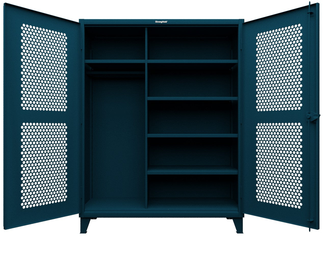 Extreme Duty 12 GA Ventilated (Hex) Uniform Cabinet with 5 Shelves - 60 In. W x 24 In. D x 66 In. H - 56-H-W-245-5001