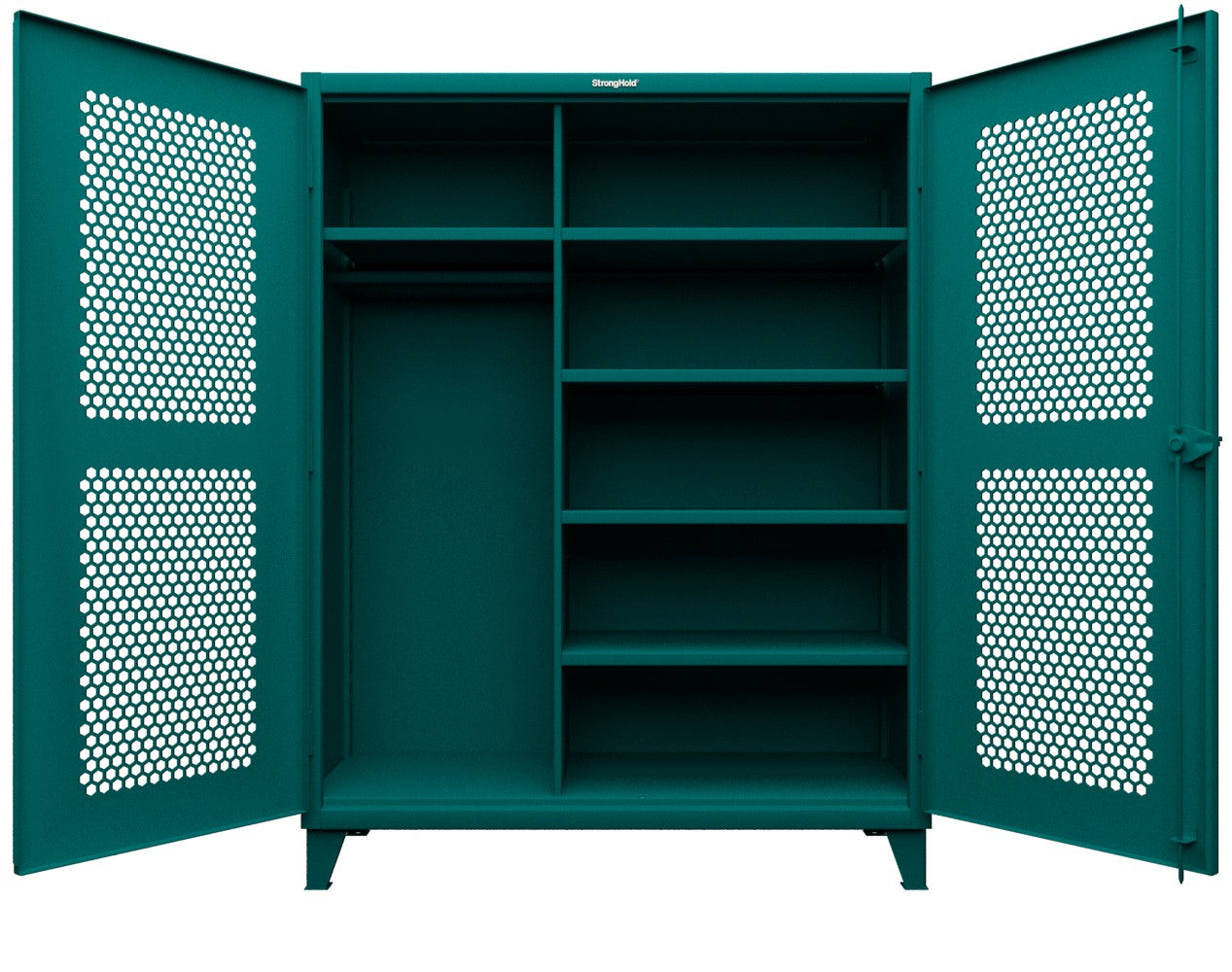 Extreme Duty 12 GA Ventilated (Hex) Uniform Cabinet with 5 Shelves - 60 In. W x 24 In. D x 66 In. H - 56-H-W-245-5021