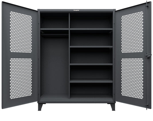 Extreme Duty 12 GA Ventilated (Hex) Uniform Cabinet with 5 Shelves - 60 In. W x 24 In. D x 66 In. H - 56-H-W-245-7024