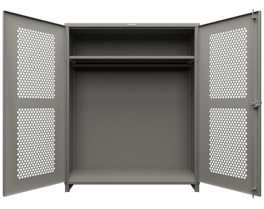 Extra Heavy Duty 14 GA Ventilated (Hex) Uniform Cabinet with Hanger Rod, 1 Shelf - 60 In. W x 24 In. D x 75 In. H